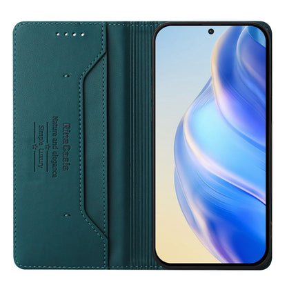 Google Pixel 7 Pro Dual-Folded Magnetic Suction RFID Blocking PU Leather Wallet Phone Case with Card Slots, Cash Pocket, Kickstand, Full Protective Flip Cover