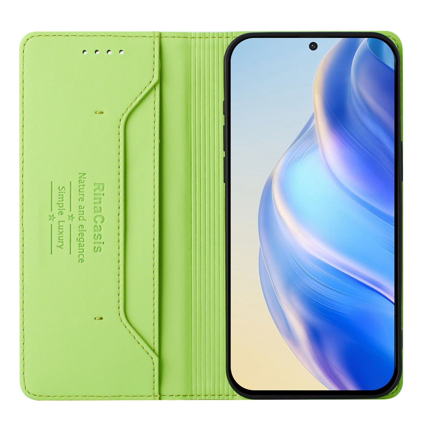 Google Pixel 8 Pro Dual-Folded Magnetic Suction RFID Blocking PU Leather Wallet Phone Case with Card Slots, Cash Pocket, Kickstand, Full Protective Flip Cover