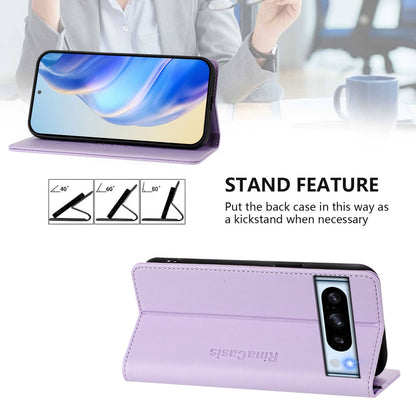 Google Pixel 8 Pro Dual-Folded Magnetic Suction RFID Blocking PU Leather Wallet Phone Case with Card Slots, Cash Pocket, Kickstand, Full Protective Flip Cover
