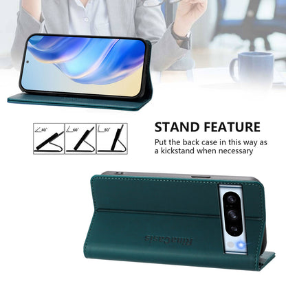 Google Pixel 8 Pro Dual-Folded Magnetic Suction RFID Blocking PU Leather Wallet Phone Case with Card Slots, Cash Pocket, Kickstand, Full Protective Flip Cover