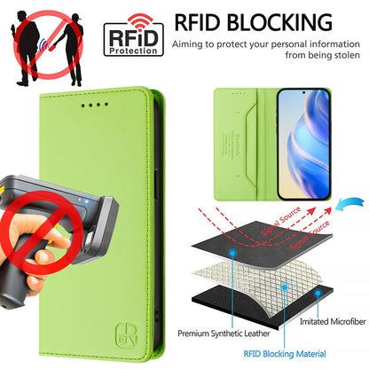 Google Pixel 9 Dual-Folded Magnetic Suction RFID Blocking PU Leather Wallet Phone Case with Card Slots, Cash Pocket, Kickstand, Full Protective Flip Cover