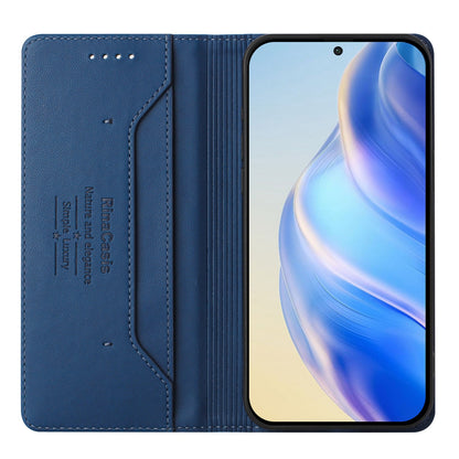 Google Pixel 9a Dual-Folded Magnetic Suction RFID Blocking PU Leather Wallet Phone Case with Card Slots, Cash Pocket, Kickstand, Full Protective Flip Cover