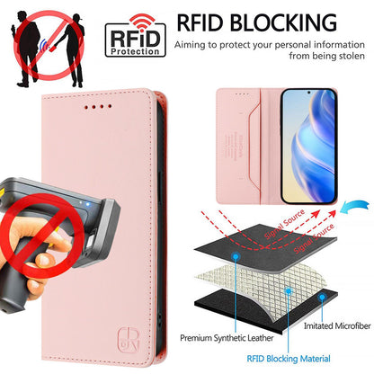 Google Pixel 10 Dual-Folded Magnetic Suction RFID Blocking PU Leather Wallet Phone Case with Card Slots, Cash Pocket, Kickstand, Full Protective Flip Cover