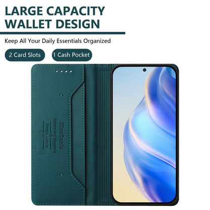 Google Pixel 10 Pro 5G Dual-Folded Magnetic Suction RFID Blocking PU Leather Wallet Phone Case with Card Slots, Cash Pocket, Kickstand, Full Protective Flip Cover