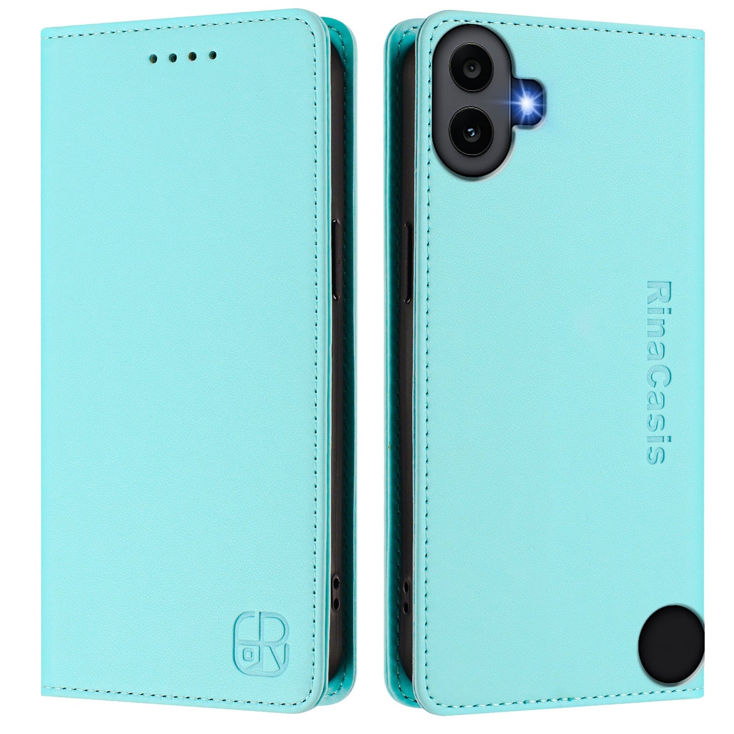 Nothing CMF Phone 1 Dual-Folded Magnetic Suction RFID Blocking PU Leather Wallet Phone Case with Card Slots, Cash Pocket, Kickstand, Full Protective Flip Cover