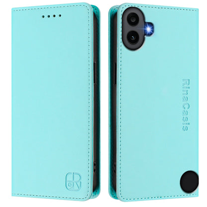 Nothing CMF Phone 1 Dual-Folded Magnetic Suction RFID Blocking PU Leather Wallet Phone Case with Card Slots, Cash Pocket, Kickstand, Full Protective Flip Cover