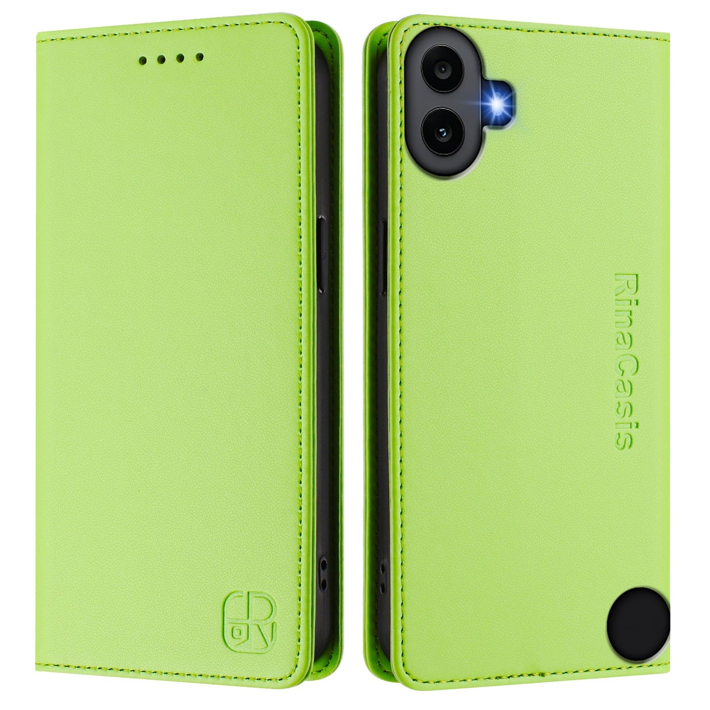 Nothing CMF Phone 1 Dual-Folded Magnetic Suction RFID Blocking PU Leather Wallet Phone Case with Card Slots, Cash Pocket, Kickstand, Full Protective Flip Cover