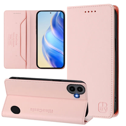 Nothing CMF Phone 1 Dual-Folded Magnetic Suction RFID Blocking PU Leather Wallet Phone Case with Card Slots, Cash Pocket, Kickstand, Full Protective Flip Cover
