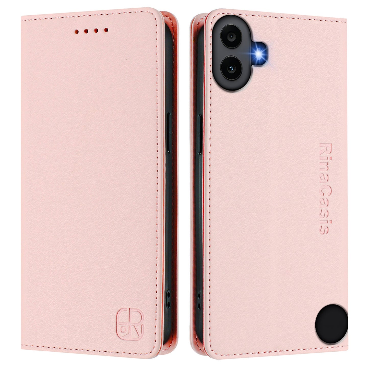 Nothing CMF Phone 1 Dual-Folded Magnetic Suction RFID Blocking PU Leather Wallet Phone Case with Card Slots, Cash Pocket, Kickstand, Full Protective Flip Cover