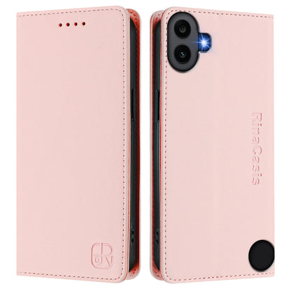 Nothing CMF Phone 1 Dual-Folded Magnetic Suction RFID Blocking PU Leather Wallet Phone Case with Card Slots, Cash Pocket, Kickstand, Full Protective Flip Cover