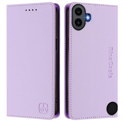 Nothing CMF Phone 1 Dual-Folded Magnetic Suction RFID Blocking PU Leather Wallet Phone Case with Card Slots, Cash Pocket, Kickstand, Full Protective Flip Cover