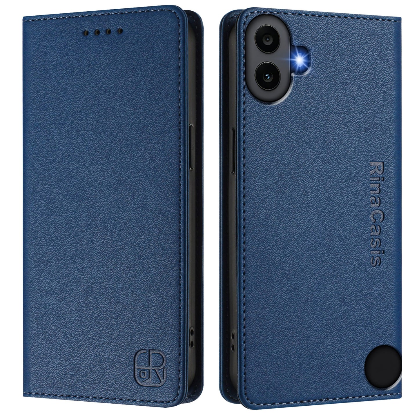 Nothing CMF Phone 1 Dual-Folded Magnetic Suction RFID Blocking PU Leather Wallet Phone Case with Card Slots, Cash Pocket, Kickstand, Full Protective Flip Cover