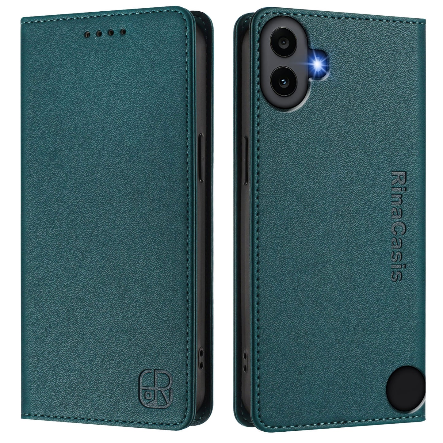 Nothing CMF Phone 1 Dual-Folded Magnetic Suction RFID Blocking PU Leather Wallet Phone Case with Card Slots, Cash Pocket, Kickstand, Full Protective Flip Cover