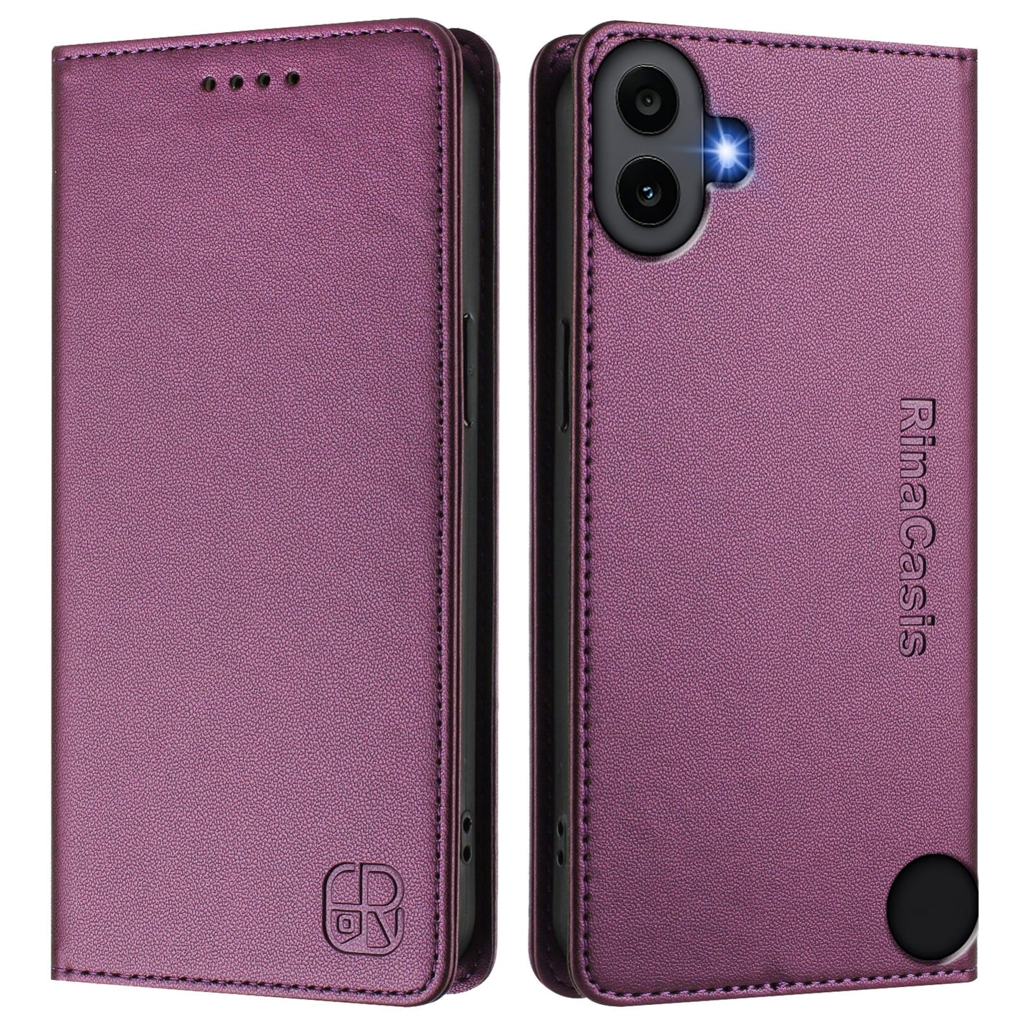 Nothing CMF Phone 1 Dual-Folded Magnetic Suction RFID Blocking PU Leather Wallet Phone Case with Card Slots, Cash Pocket, Kickstand, Full Protective Flip Cover