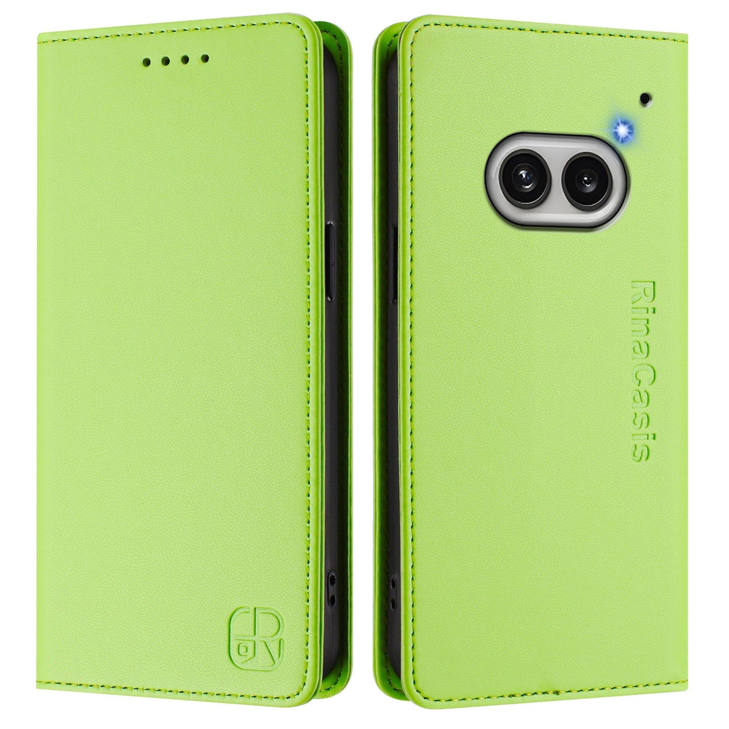 Nothing Phone 2a Dual-Folded Magnetic Suction RFID Blocking PU Leather Wallet Phone Case with Card Slots, Cash Pocket, Kickstand, Full Protective Flip Cover
