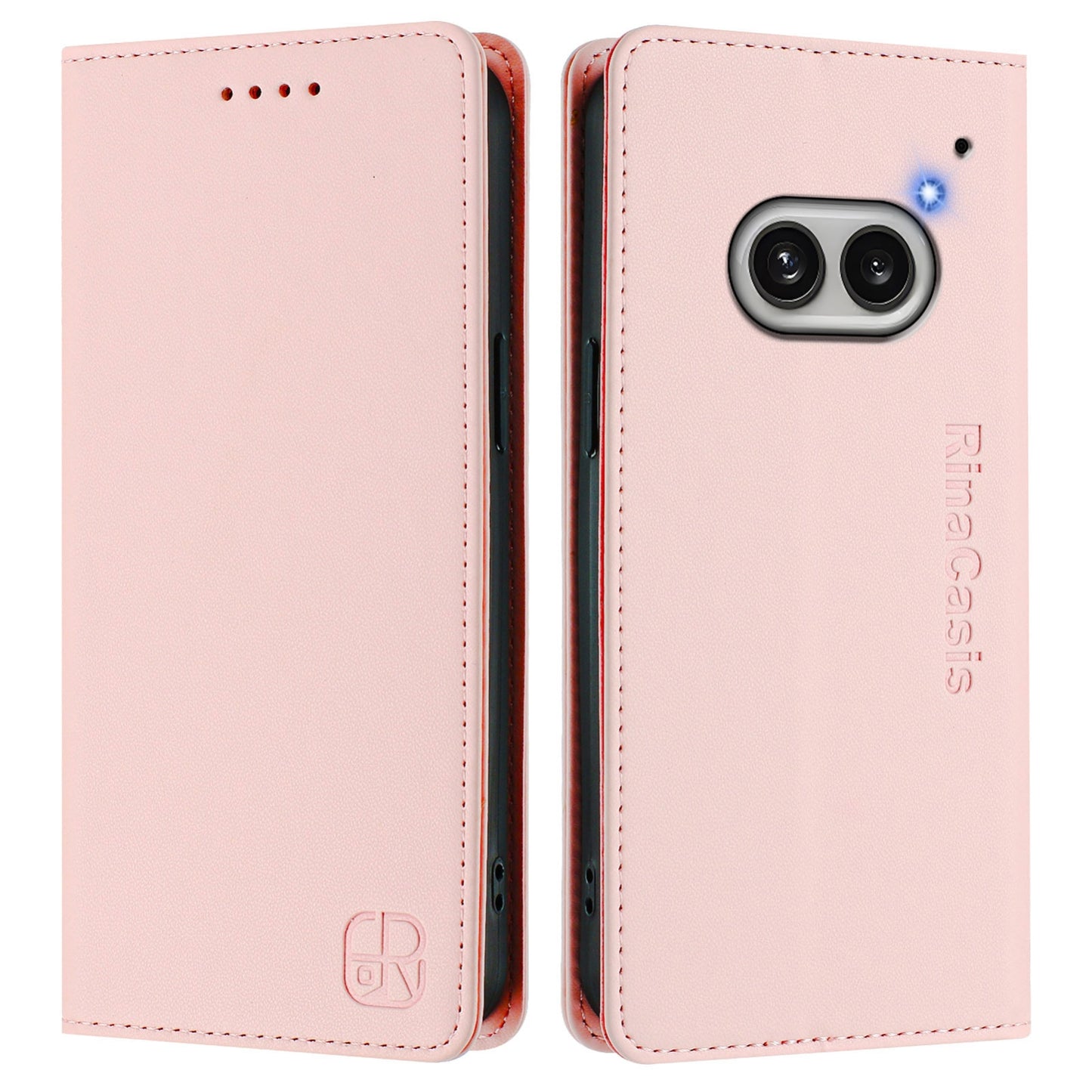 Nothing Phone 2a Dual-Folded Magnetic Suction RFID Blocking PU Leather Wallet Phone Case with Card Slots, Cash Pocket, Kickstand, Full Protective Flip Cover