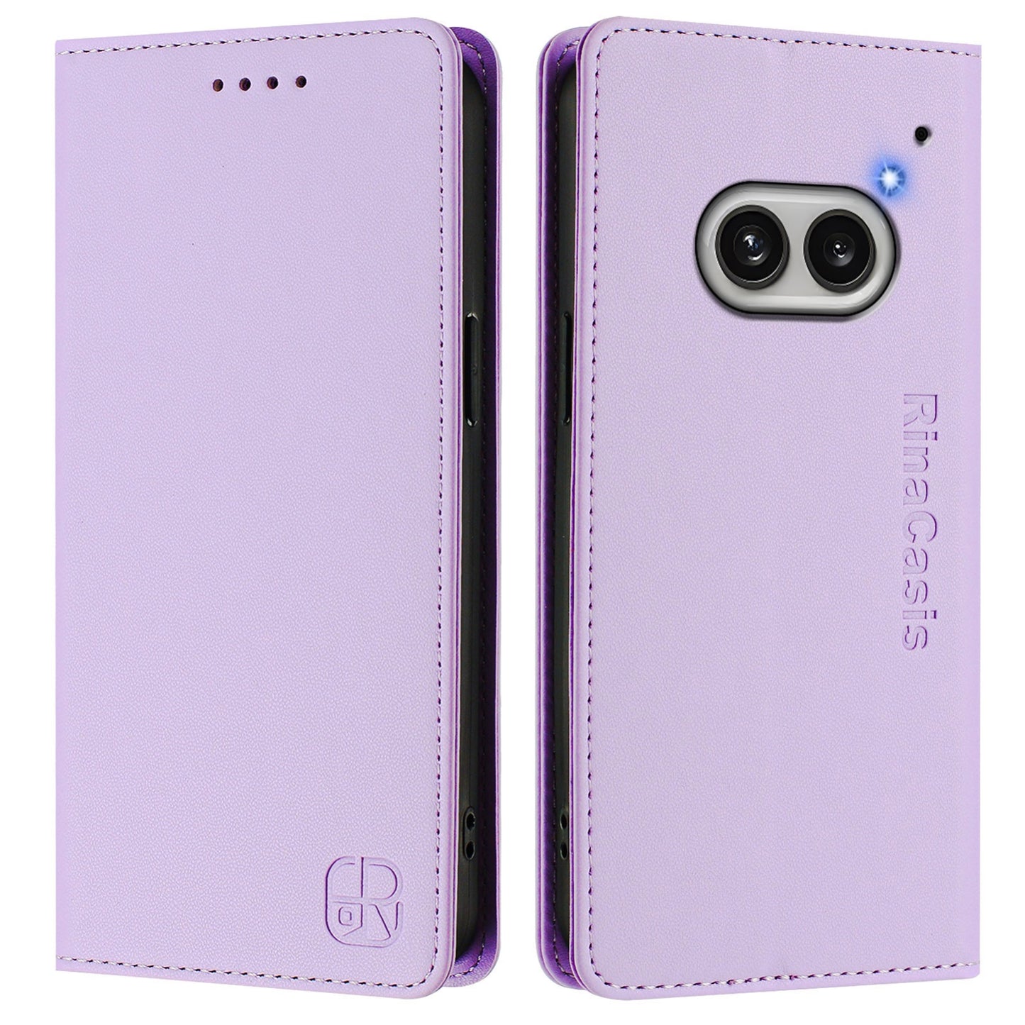 Nothing Phone 2a Dual-Folded Magnetic Suction RFID Blocking PU Leather Wallet Phone Case with Card Slots, Cash Pocket, Kickstand, Full Protective Flip Cover