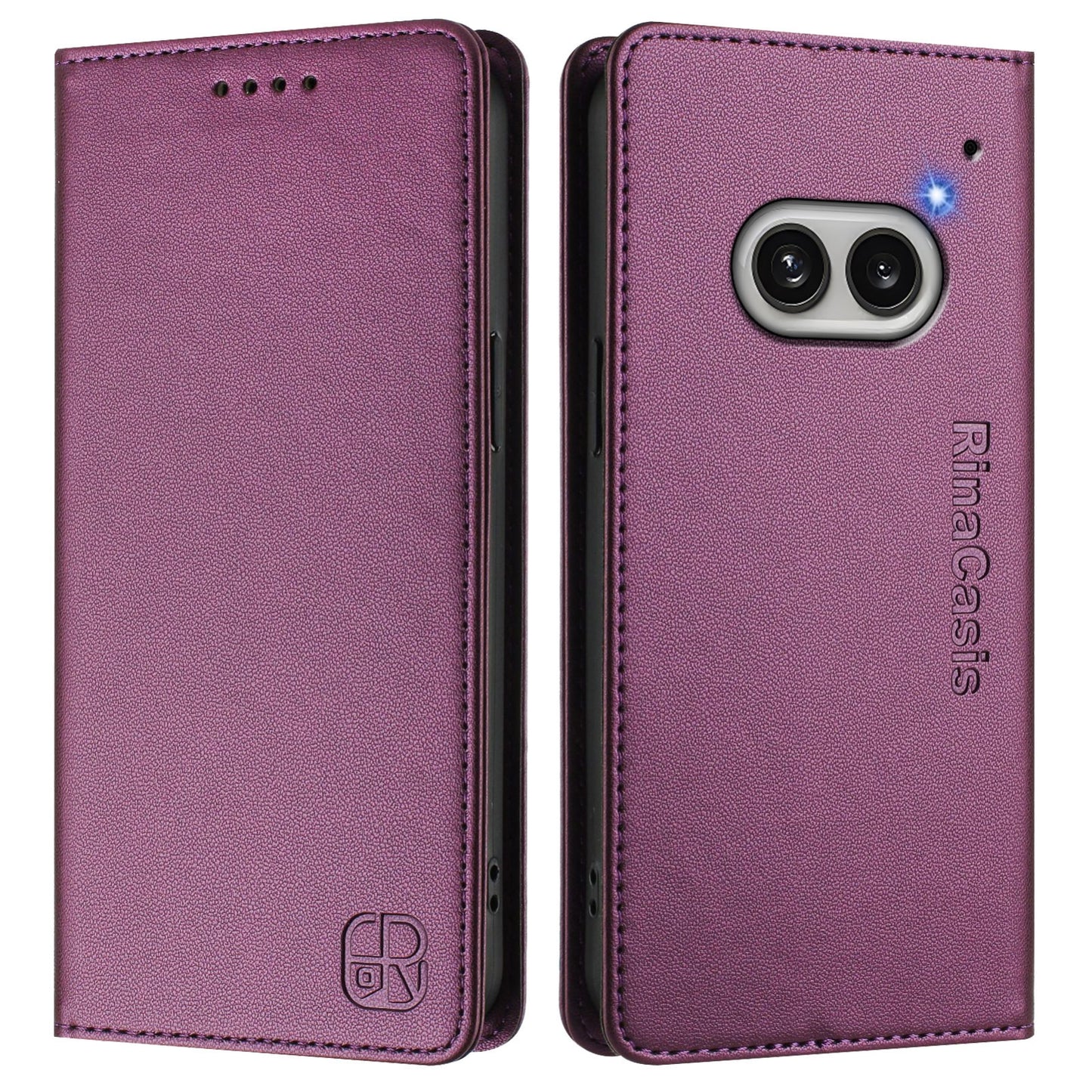 Nothing Phone 2a Dual-Folded Magnetic Suction RFID Blocking PU Leather Wallet Phone Case with Card Slots, Cash Pocket, Kickstand, Full Protective Flip Cover