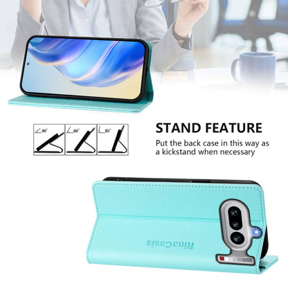Nothing Phone 4a Dual-Folded Magnetic Suction RFID Blocking PU Leather Wallet Phone Case with Card Slots, Cash Pocket, Kickstand, Full Protective Flip Cover