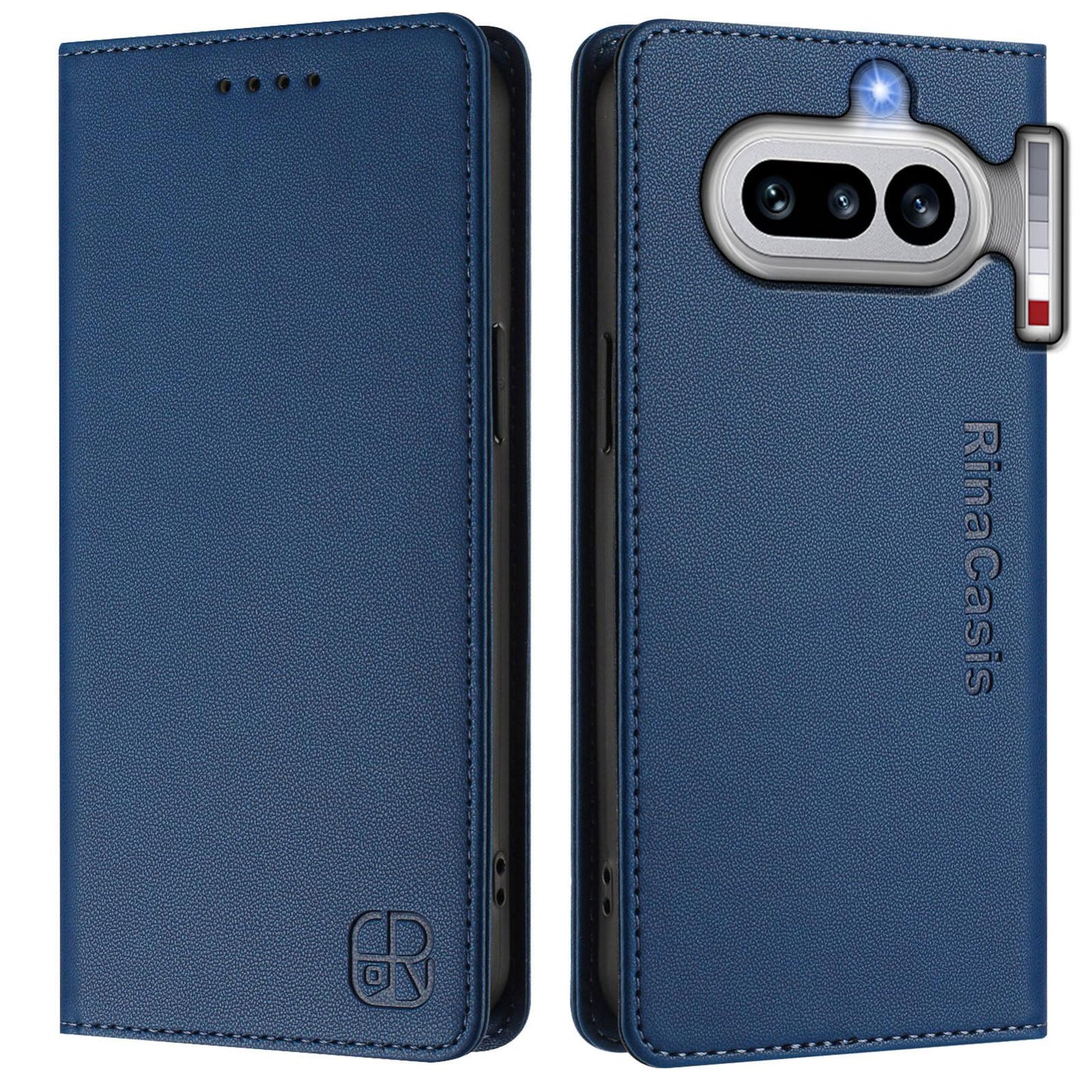 Nothing Phone 4a Dual-Folded Magnetic Suction RFID Blocking PU Leather Wallet Phone Case with Card Slots, Cash Pocket, Kickstand, Full Protective Flip Cover