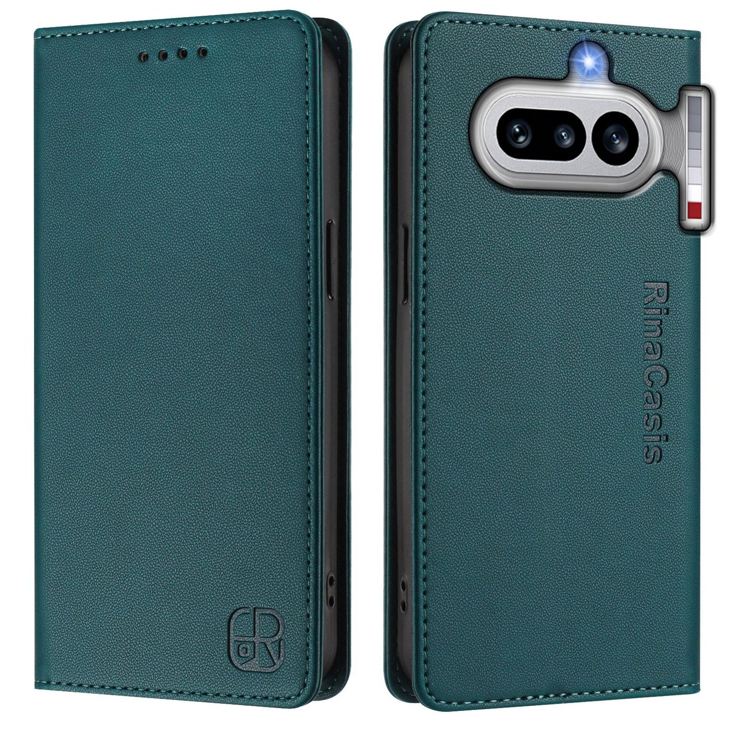 Nothing Phone 4a Dual-Folded Magnetic Suction RFID Blocking PU Leather Wallet Phone Case with Card Slots, Cash Pocket, Kickstand, Full Protective Flip Cover