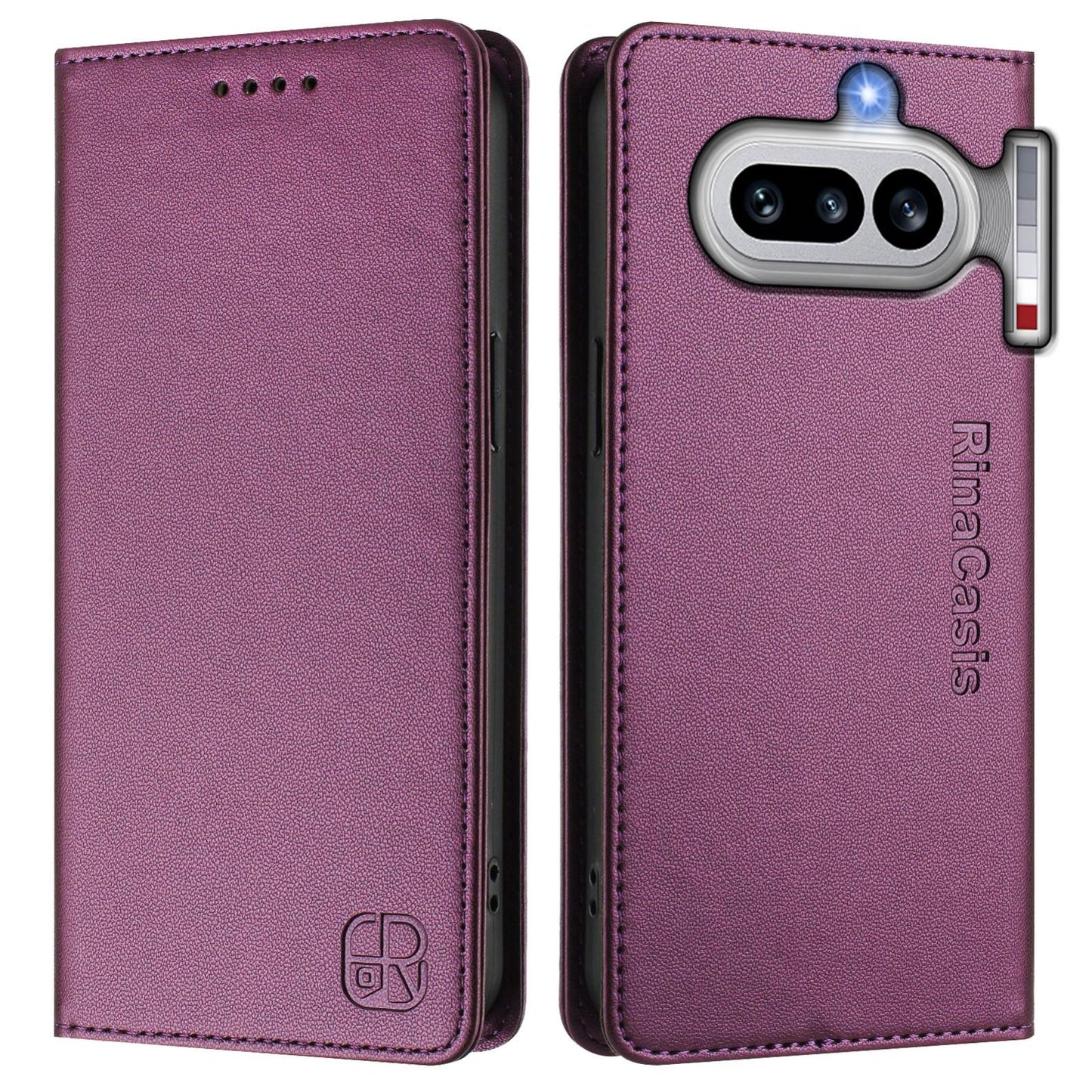 Nothing Phone 4a Dual-Folded Magnetic Suction RFID Blocking PU Leather Wallet Phone Case with Card Slots, Cash Pocket, Kickstand, Full Protective Flip Cover