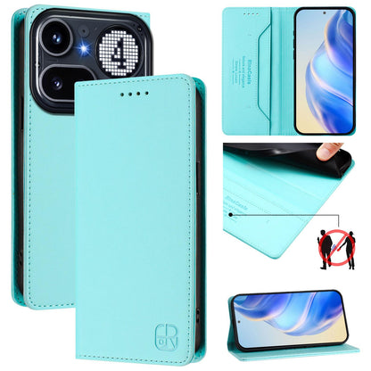 Nothing Phone 4a Pro Dual-Folded Magnetic Suction RFID Blocking PU Leather Wallet Phone Case with Card Slots, Cash Pocket, Kickstand, Full Protective Flip Cover