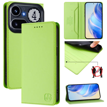 Nothing Phone 4a Pro Dual-Folded Magnetic Suction RFID Blocking PU Leather Wallet Phone Case with Card Slots, Cash Pocket, Kickstand, Full Protective Flip Cover