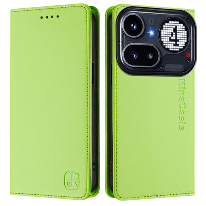 Nothing Phone 4a Pro Dual-Folded Magnetic Suction RFID Blocking PU Leather Wallet Phone Case with Card Slots, Cash Pocket, Kickstand, Full Protective Flip Cover