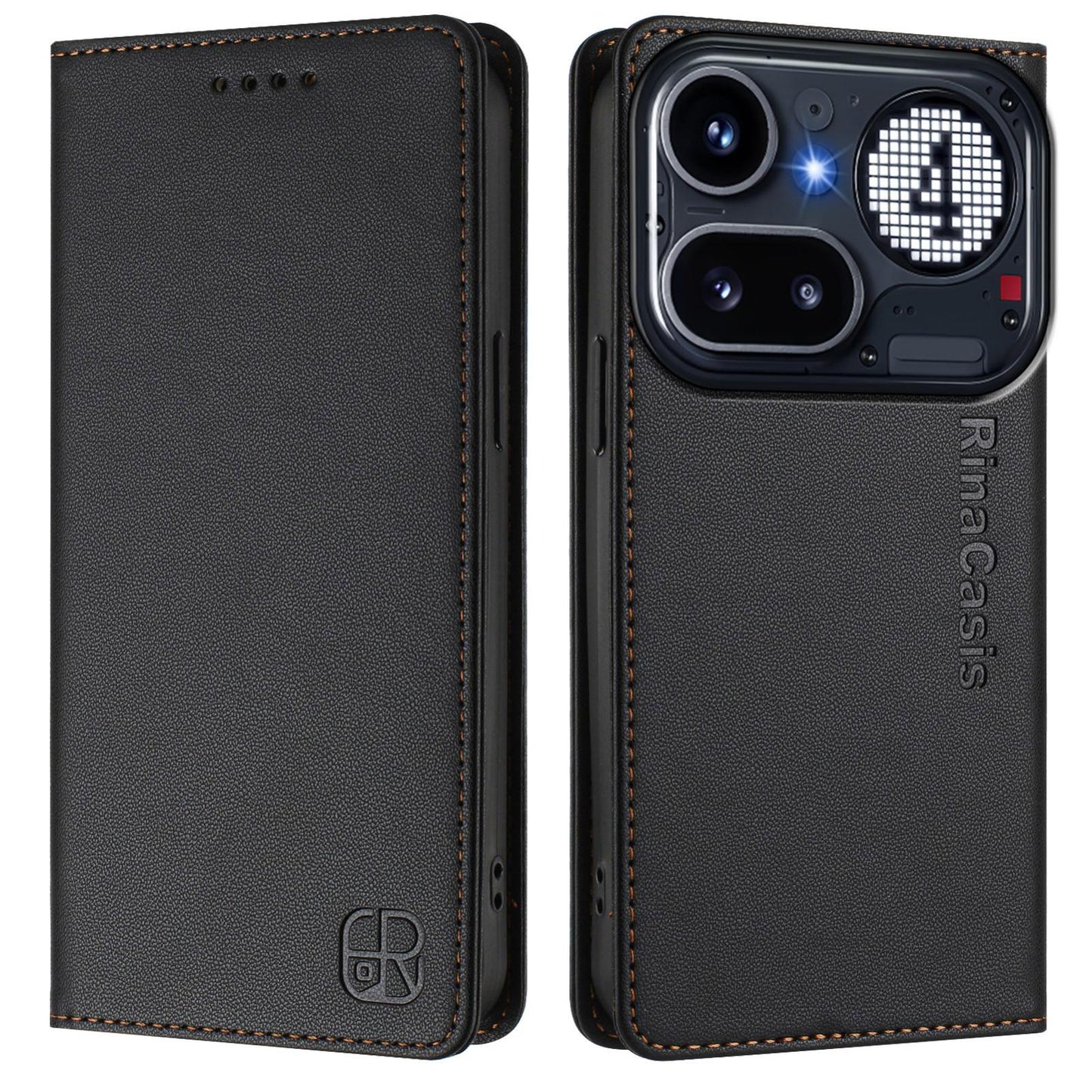 Nothing Phone 4a Pro Dual-Folded Magnetic Suction RFID Blocking PU Leather Wallet Phone Case with Card Slots, Cash Pocket, Kickstand, Full Protective Flip Cover