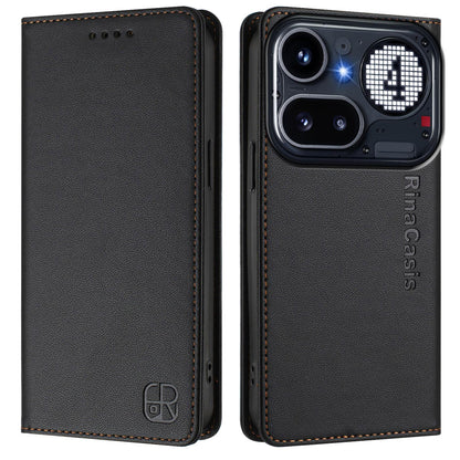 Nothing Phone 4a Pro Dual-Folded Magnetic Suction RFID Blocking PU Leather Wallet Phone Case with Card Slots, Cash Pocket, Kickstand, Full Protective Flip Cover