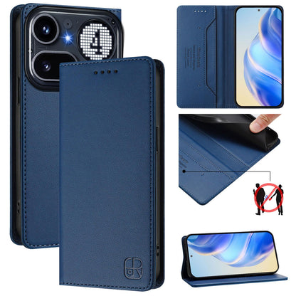 Nothing Phone 4a Pro Dual-Folded Magnetic Suction RFID Blocking PU Leather Wallet Phone Case with Card Slots, Cash Pocket, Kickstand, Full Protective Flip Cover