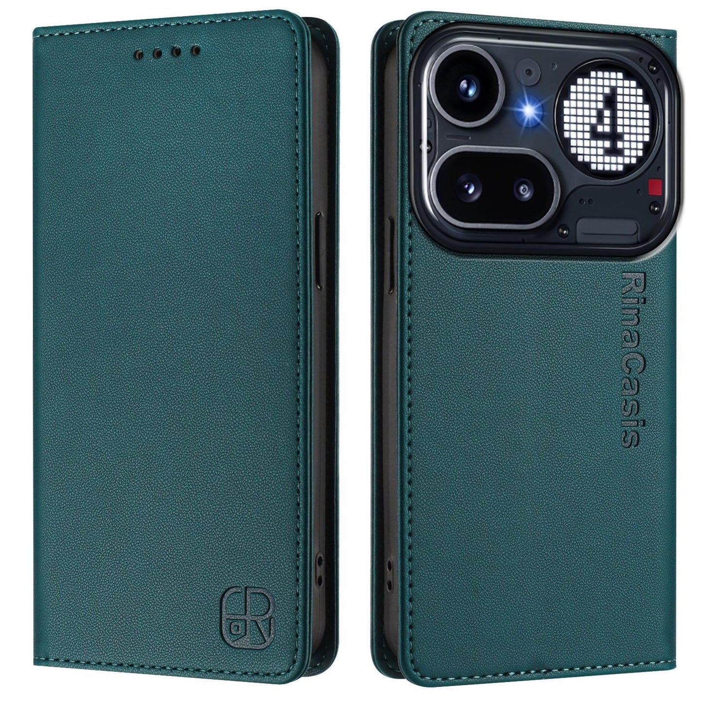 Nothing Phone 4a Pro Dual-Folded Magnetic Suction RFID Blocking PU Leather Wallet Phone Case with Card Slots, Cash Pocket, Kickstand, Full Protective Flip Cover