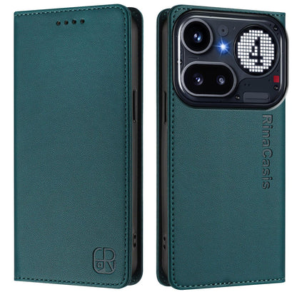 Nothing Phone 4a Pro Dual-Folded Magnetic Suction RFID Blocking PU Leather Wallet Phone Case with Card Slots, Cash Pocket, Kickstand, Full Protective Flip Cover