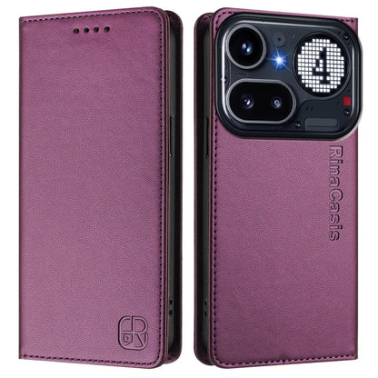 Nothing Phone 4a Pro Dual-Folded Magnetic Suction RFID Blocking PU Leather Wallet Phone Case with Card Slots, Cash Pocket, Kickstand, Full Protective Flip Cover