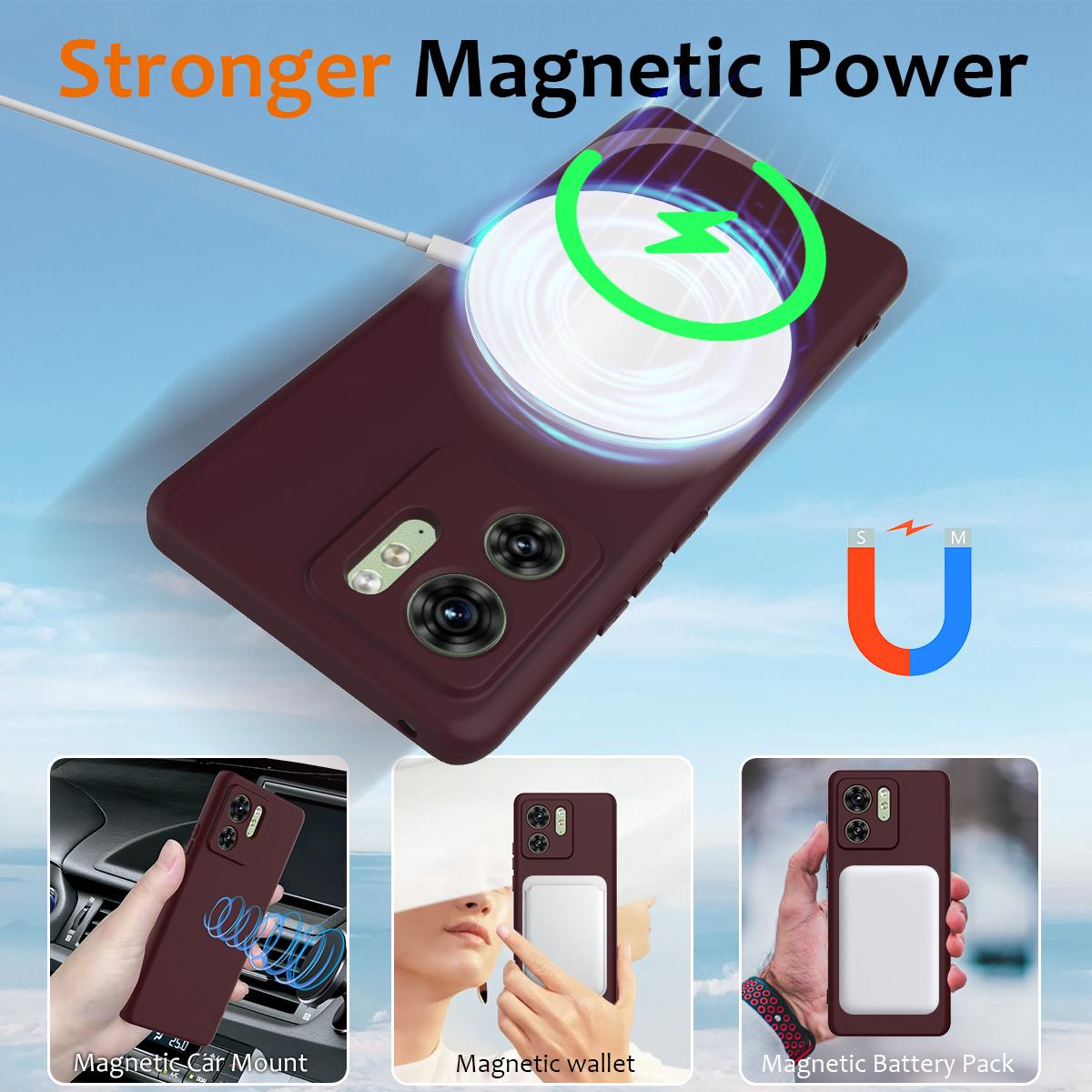Motorola Edge 40 Shockproof Silicone MagSafe Phone Case with Microfibre Lining Magnetic Cover