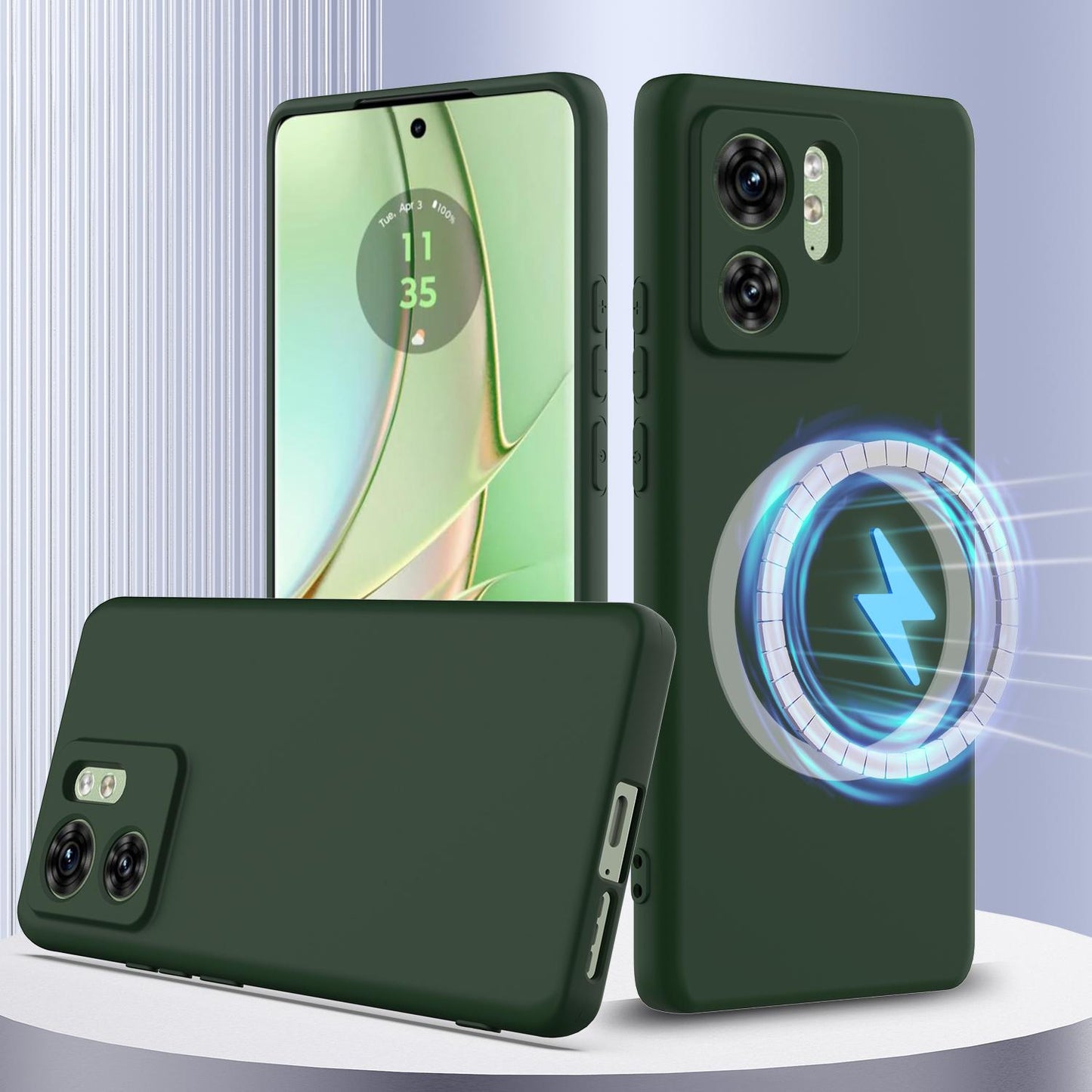 Motorola Edge 40 Shockproof Silicone MagSafe Phone Case with Microfibre Lining Magnetic Cover