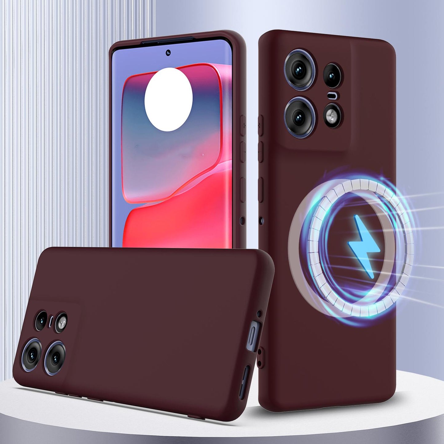 Motorola Edge 50 Pro Shockproof Silicone MagSafe Phone Case with Microfibre Lining Magnetic Cover