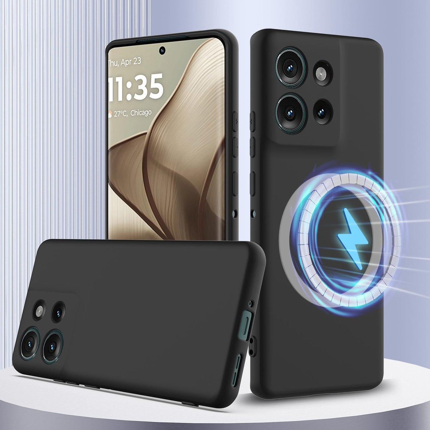 Motorola Edge 50 5G Shockproof Silicone MagSafe Phone Case with Microfibre Lining Magnetic Cover