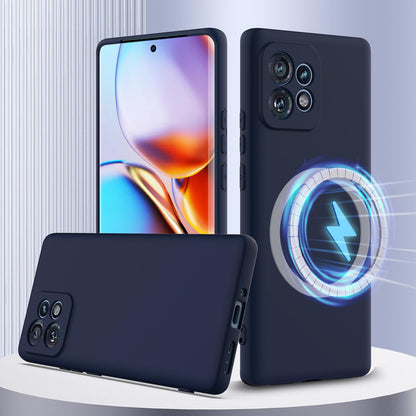 Motorola Edge 40 Pro 5G Shockproof Silicone MagSafe Phone Case with Microfibre Lining Magnetic Cover