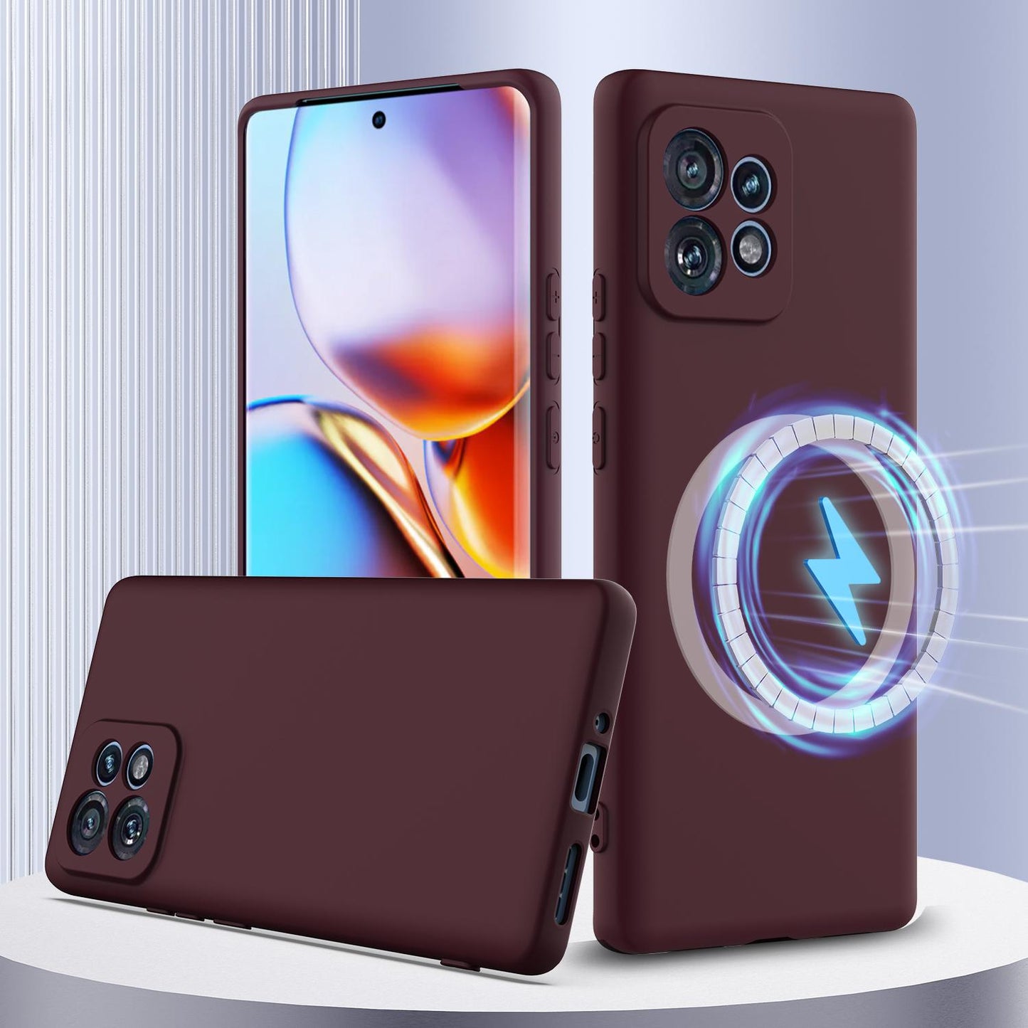 Motorola Edge 40 Pro 5G Shockproof Silicone MagSafe Phone Case with Microfibre Lining Magnetic Cover