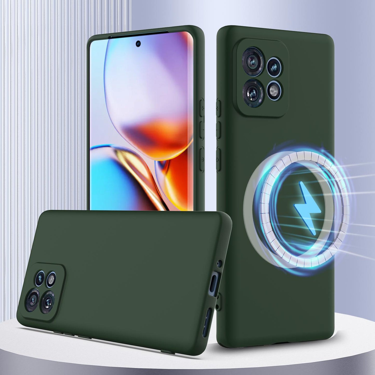 Motorola Edge 40 Pro 5G Shockproof Silicone MagSafe Phone Case with Microfibre Lining Magnetic Cover