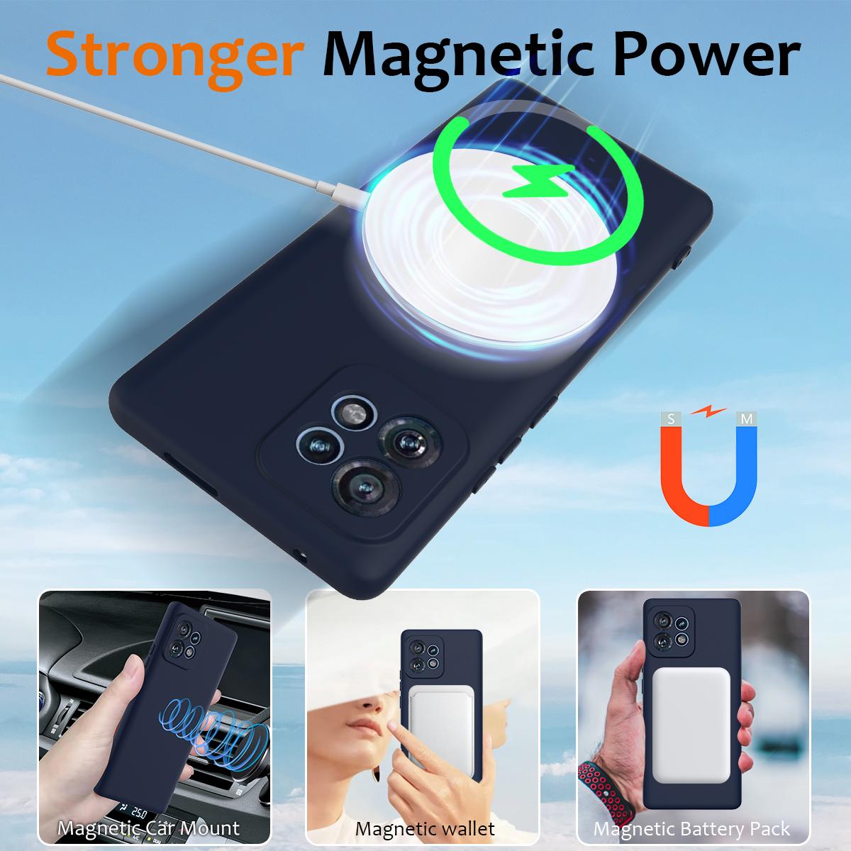 Motorola Edge+ 2023 Shockproof Silicone MagSafe Phone Case with Microfibre Lining Magnetic Cover