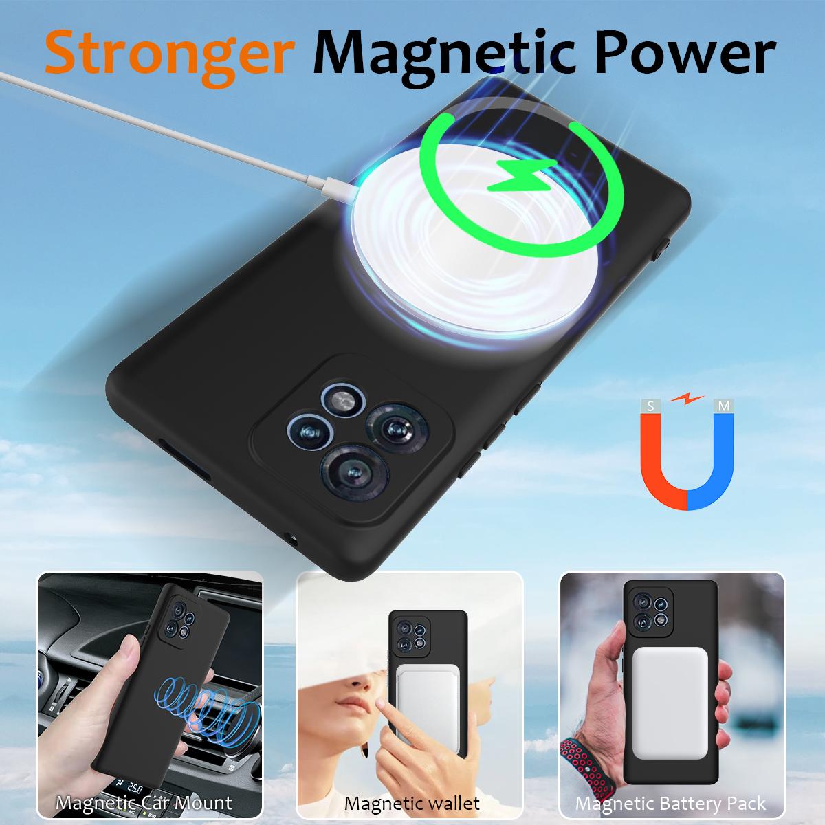 Motorola Edge+ 2023 Shockproof Silicone MagSafe Phone Case with Microfibre Lining Magnetic Cover