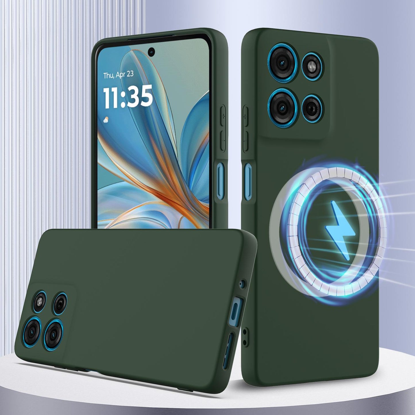 Motorola Moto G75 5G Shockproof Silicone MagSafe Phone Case with Microfibre Lining Magnetic Cover