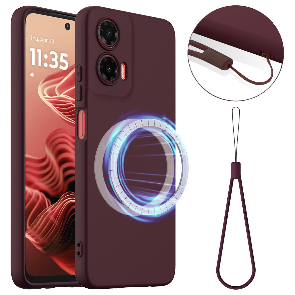 Motorola Moto G35 5G Shockproof Silicone MagSafe Phone Case with Microfibre Lining Magnetic Cover