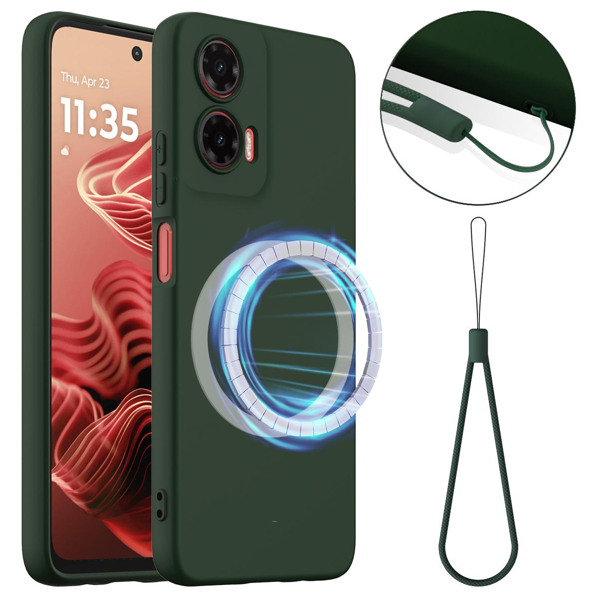 Motorola Moto G35 5G Shockproof Silicone MagSafe Phone Case with Microfibre Lining Magnetic Cover