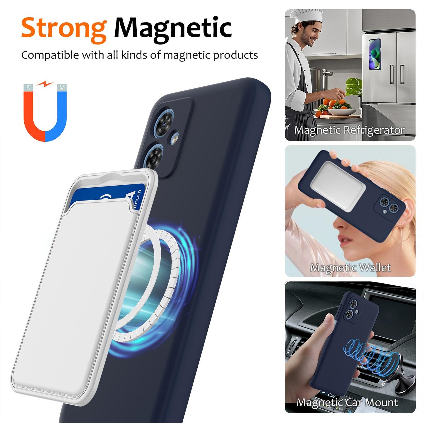 Motorola Moto G54 Power Shockproof Silicone MagSafe Phone Case with Microfibre Lining Magnetic Cover