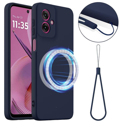 Motorola Moto G55 5G Shockproof Silicone MagSafe Phone Case with Microfibre Lining Magnetic Cover
