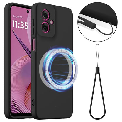 Motorola Moto G55 5G Shockproof Silicone MagSafe Phone Case with Microfibre Lining Magnetic Cover